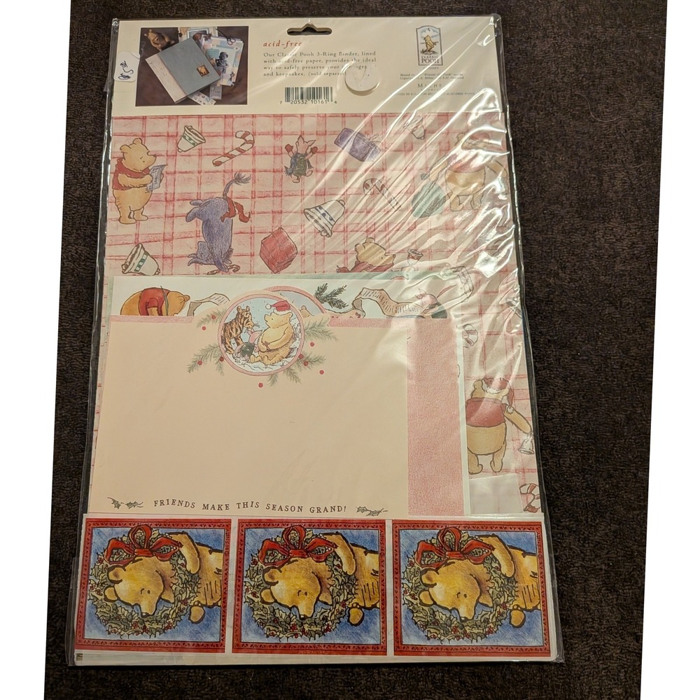 Classic Pooh Christmas Cheers & Hums Scrapbook Page Kit Holiday Theme 1996 NEW